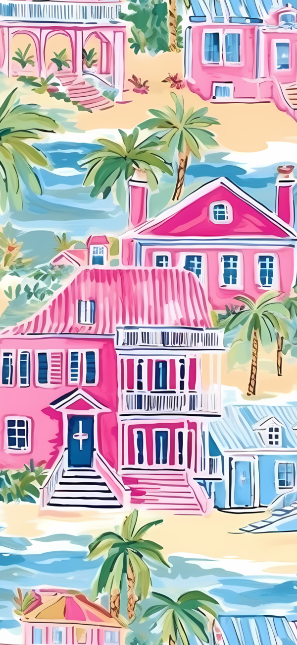 Preppy Tropical Beach House Patterns Mobile Wallpaper - Amberblue Media