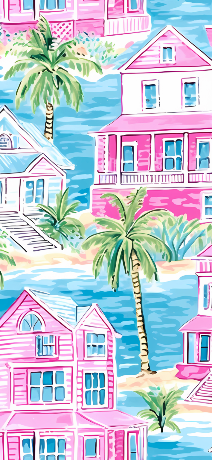 Preppy Tropical Beach House Patterns Mobile Wallpaper - Amberblue Media